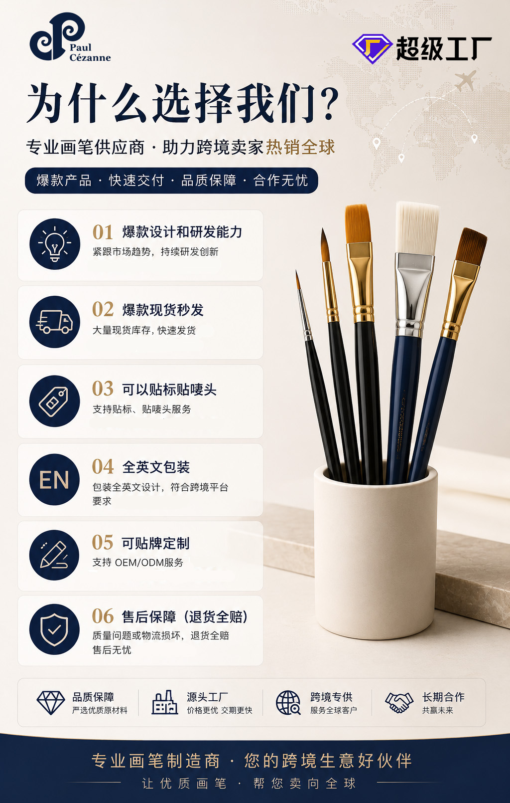 Gouache brush set 11-piece bristle oil painting