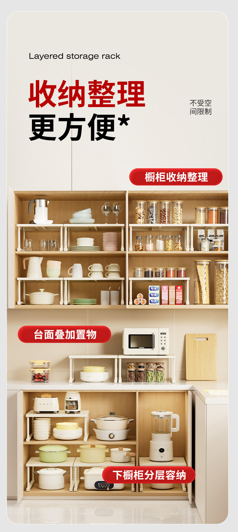 Multilayer under-sink storage organizer, expandable