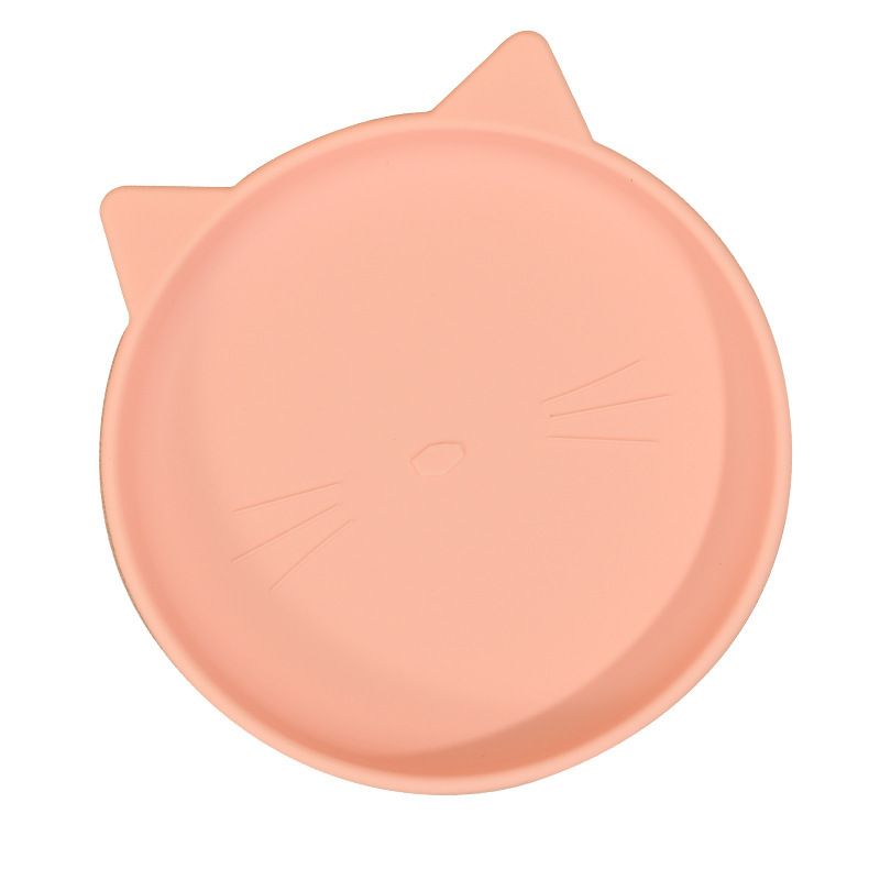 Bebek silikon tabak, çizgi film kedi desen, gıda kalitesi