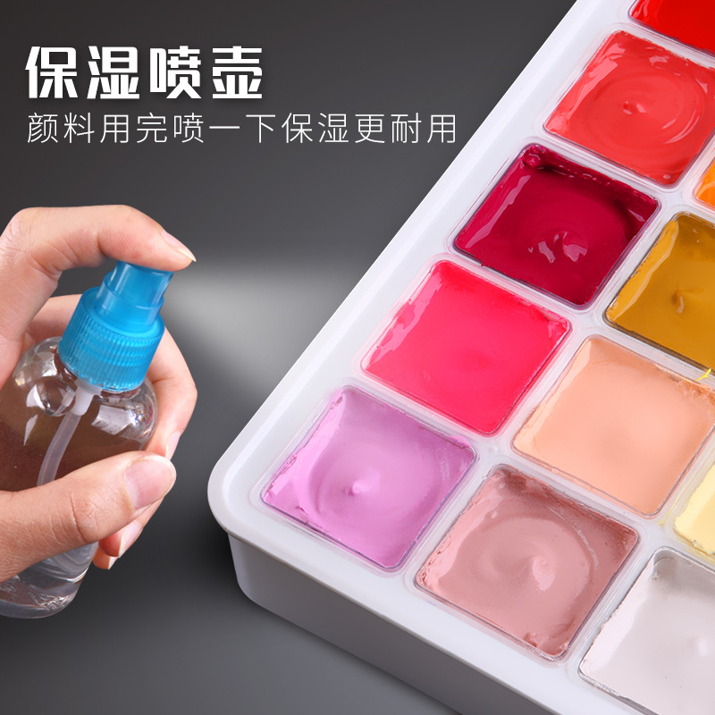 Gouache Paint Set with Brushes, Palette, Spray Bottle