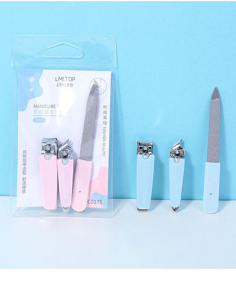 LMLTOP 3-piece stainless steel manicure set with nail scissors and tweezers