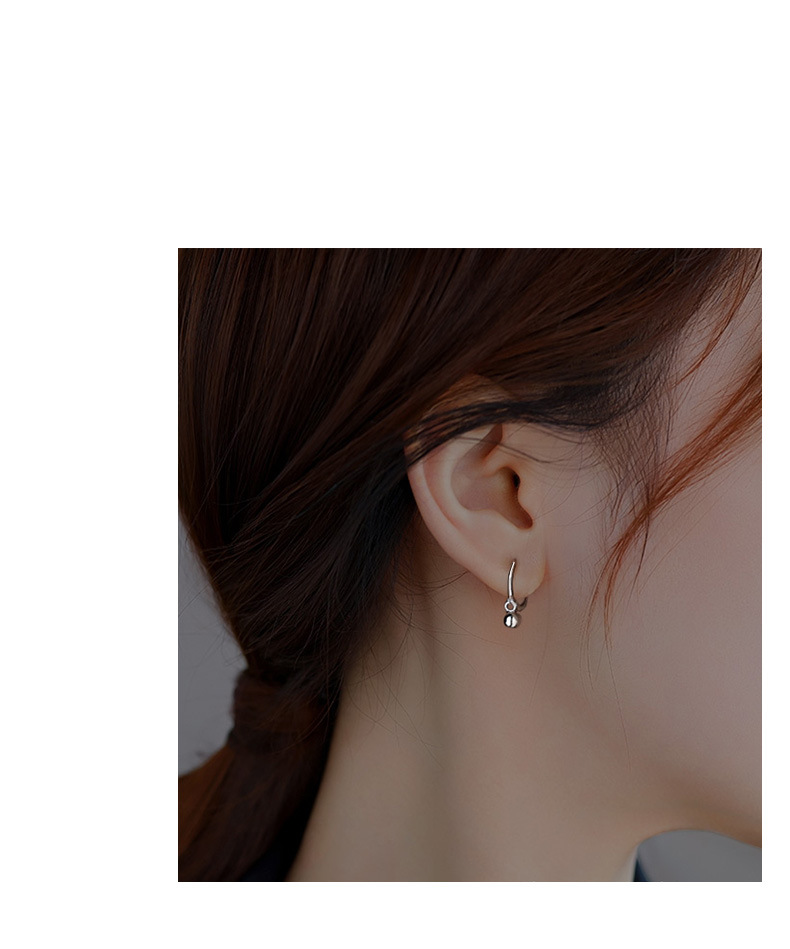 925 Sterling Silver Small Beaded Earrings Women