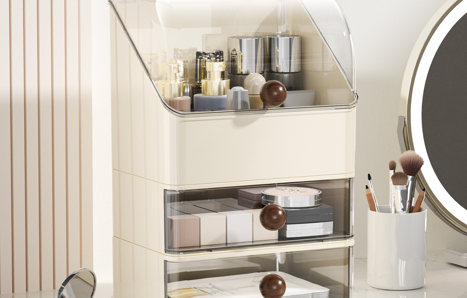 Schminktisch-Kosmetik- und Lippenstift-Organizer mit Schublade staubdicht