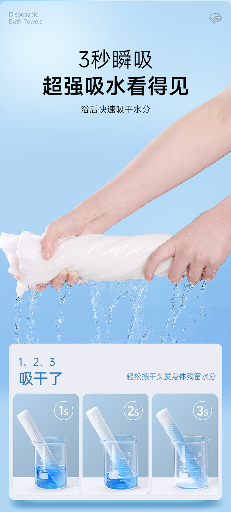 Disposable bath towel, thickened