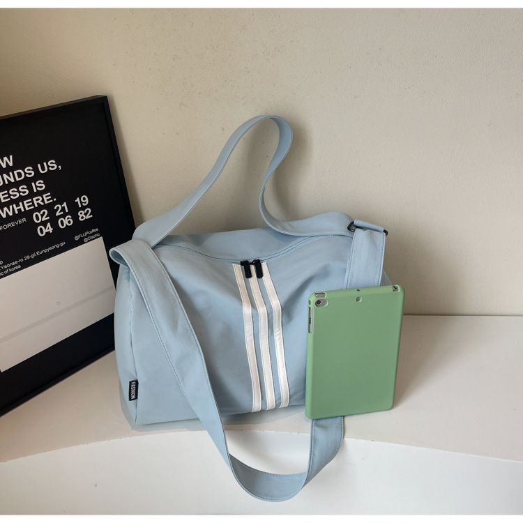 Striped Travel Bag, Large Capacity, Sports Style