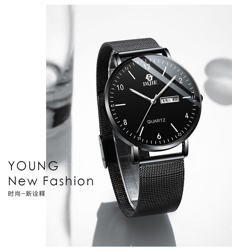 Ultra-thin mens quartz watch waterproof calendar luminous