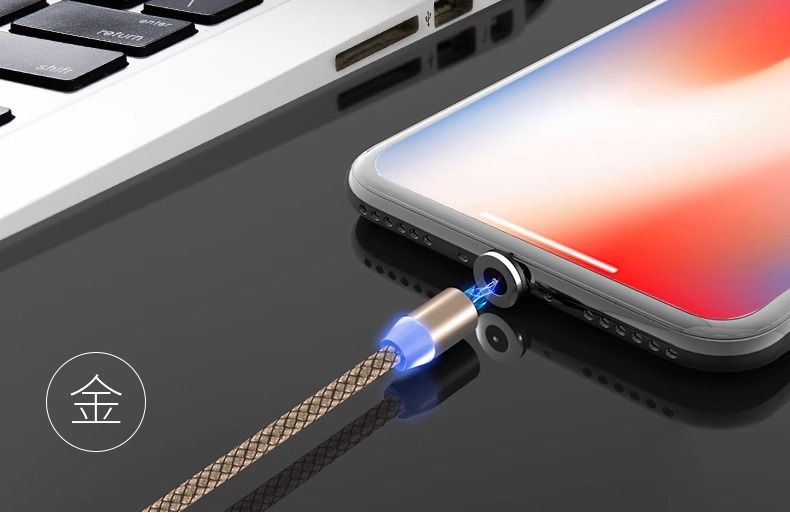 Manyetik şarj kablosu 3-in-1, yuvarlak kafa, Apple/Android/Type-C