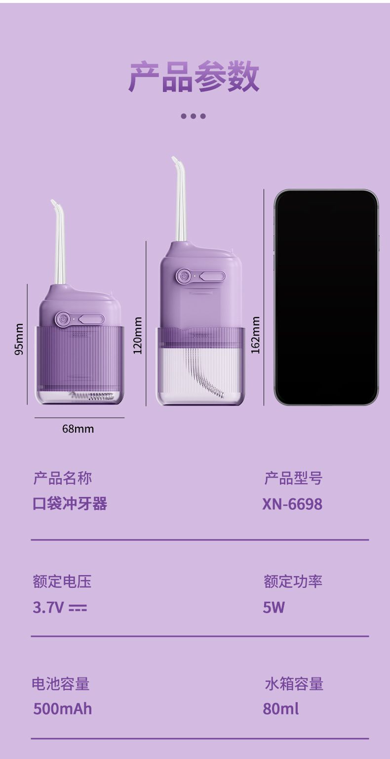 Portable mini oral irrigator, electric water flosser, orthodontic use