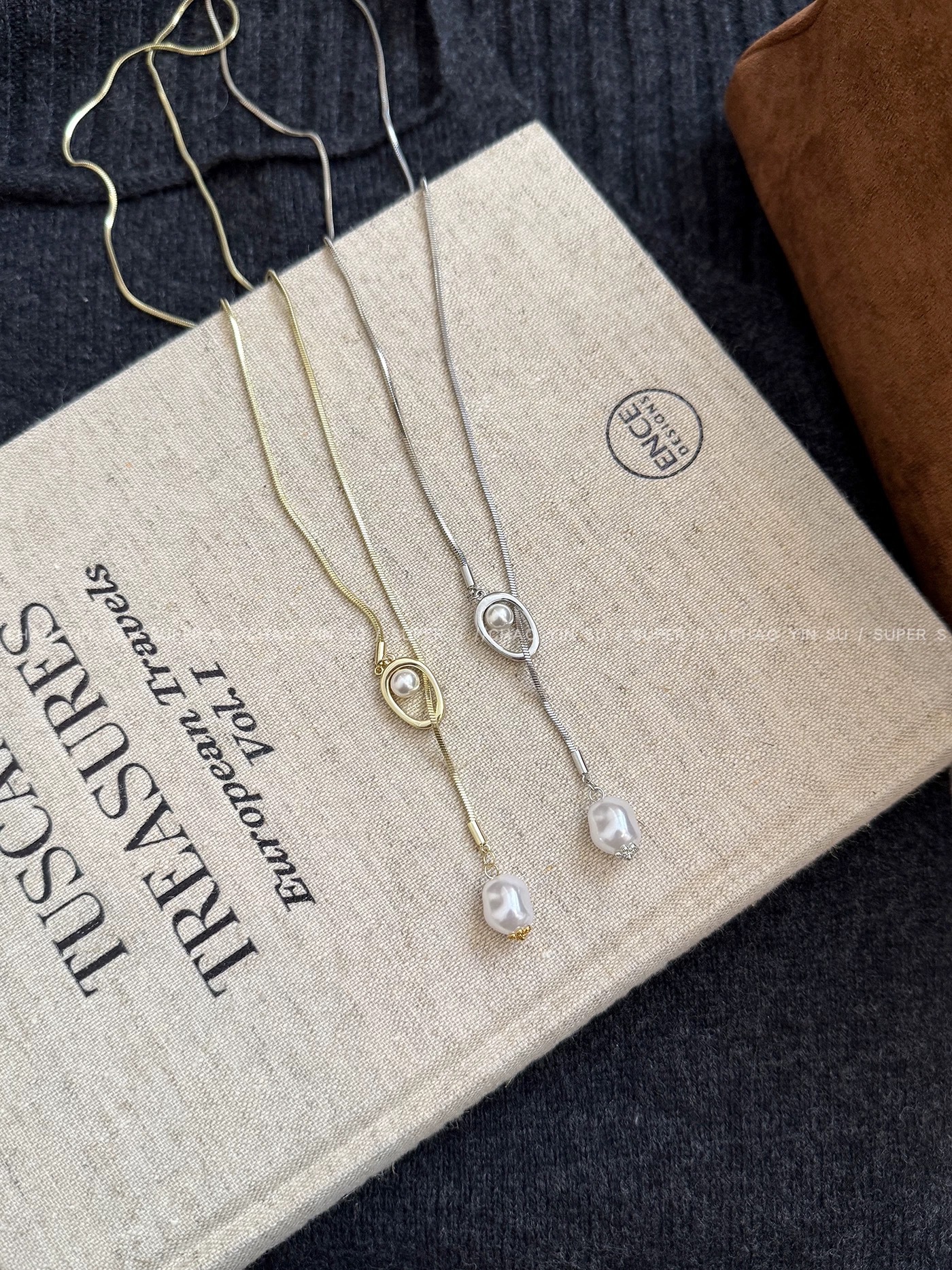 Pearl pendant long sweater chain necklace non-fading premium