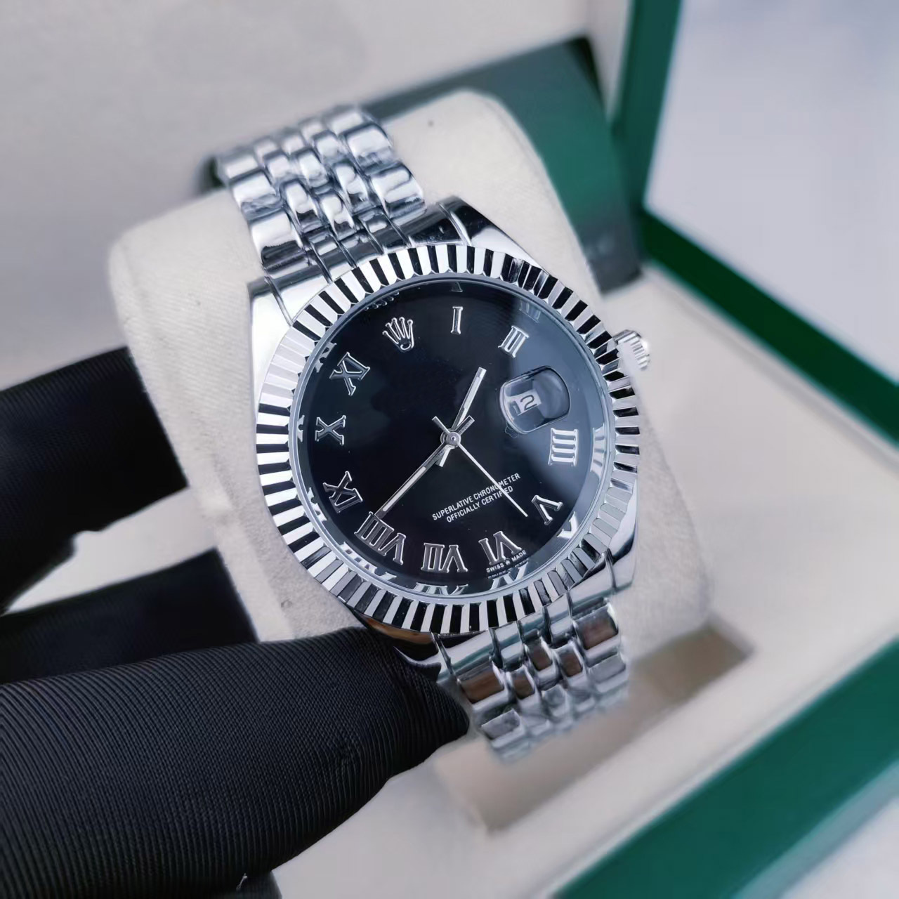 Erkek kuvars saat, 41mm, paslanmaz çelik, su geçirmez, aydınlık