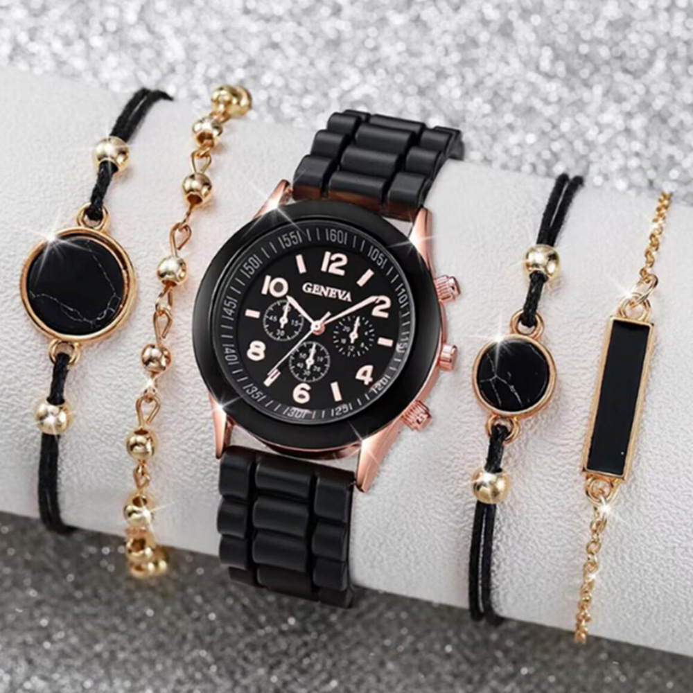 Damen-Quarzuhr mit Silikonarmband, koreanischer Stil, schlichtes Design