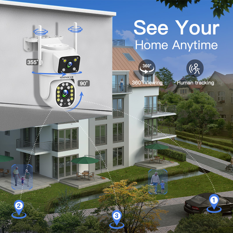 Dual-lens 2.4GHz wireless camera home security two-way intercom