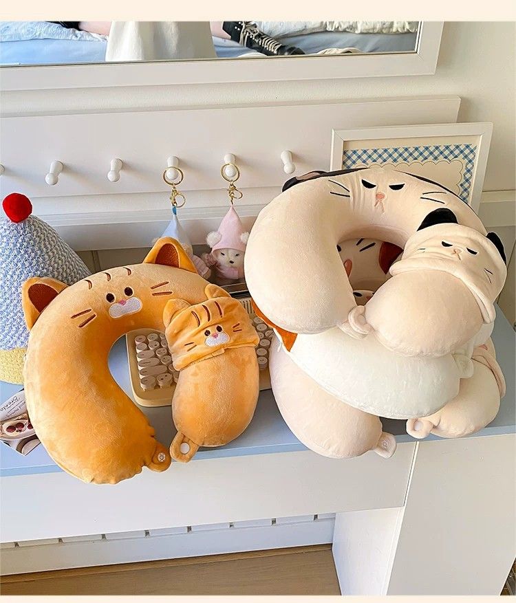 Kedi göz maskeli U şeklı boyun yastığı