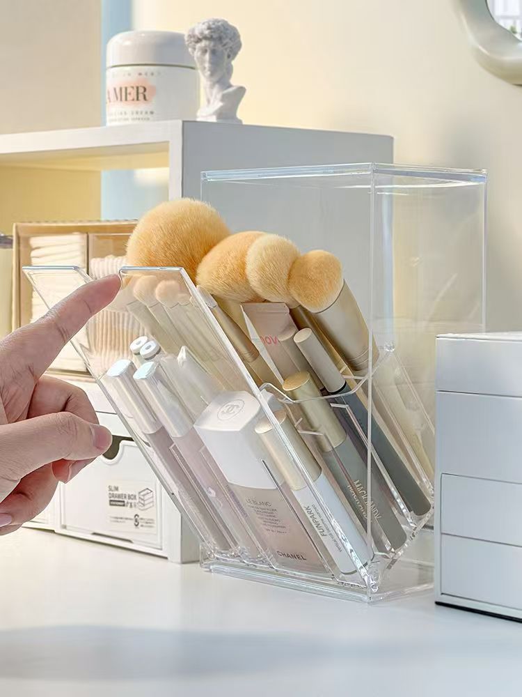 Acrylic cosmetic storage box, compartmented, dustproof