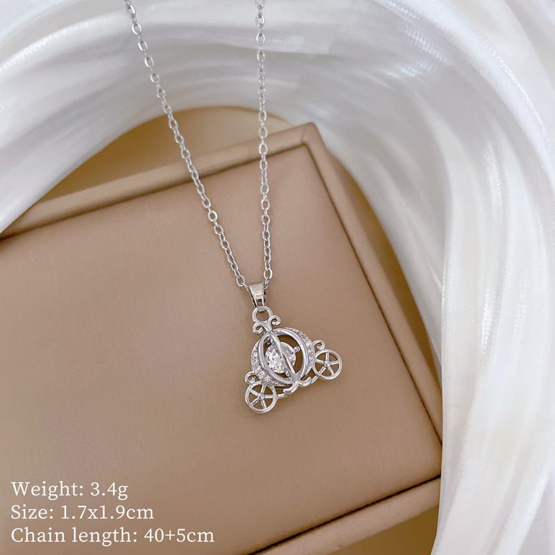 Titanium Steel Heart Necklace, Rhinestone, Adjustable