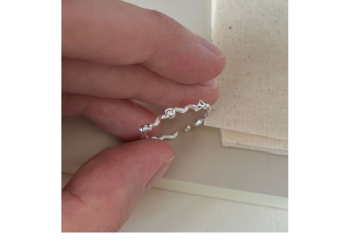 S925 Sterling Silver Lace Pattern Open Ring Women