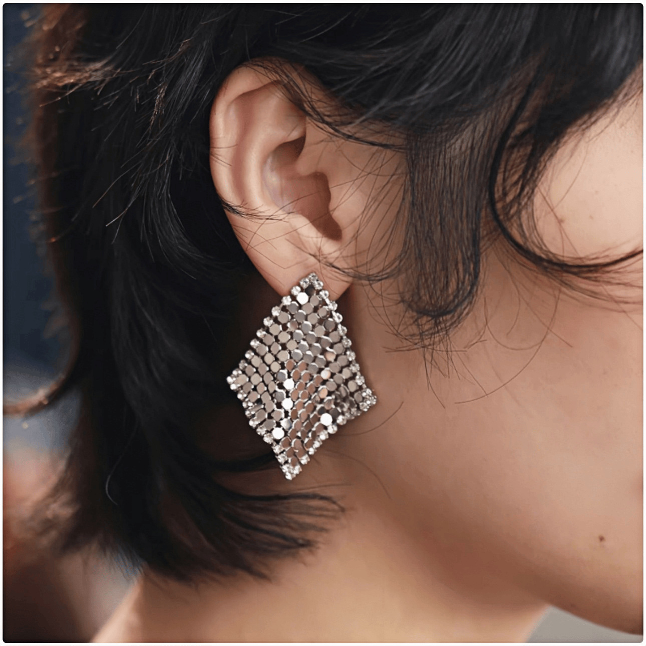 Diamond zircon tassel earrings, French vintage style