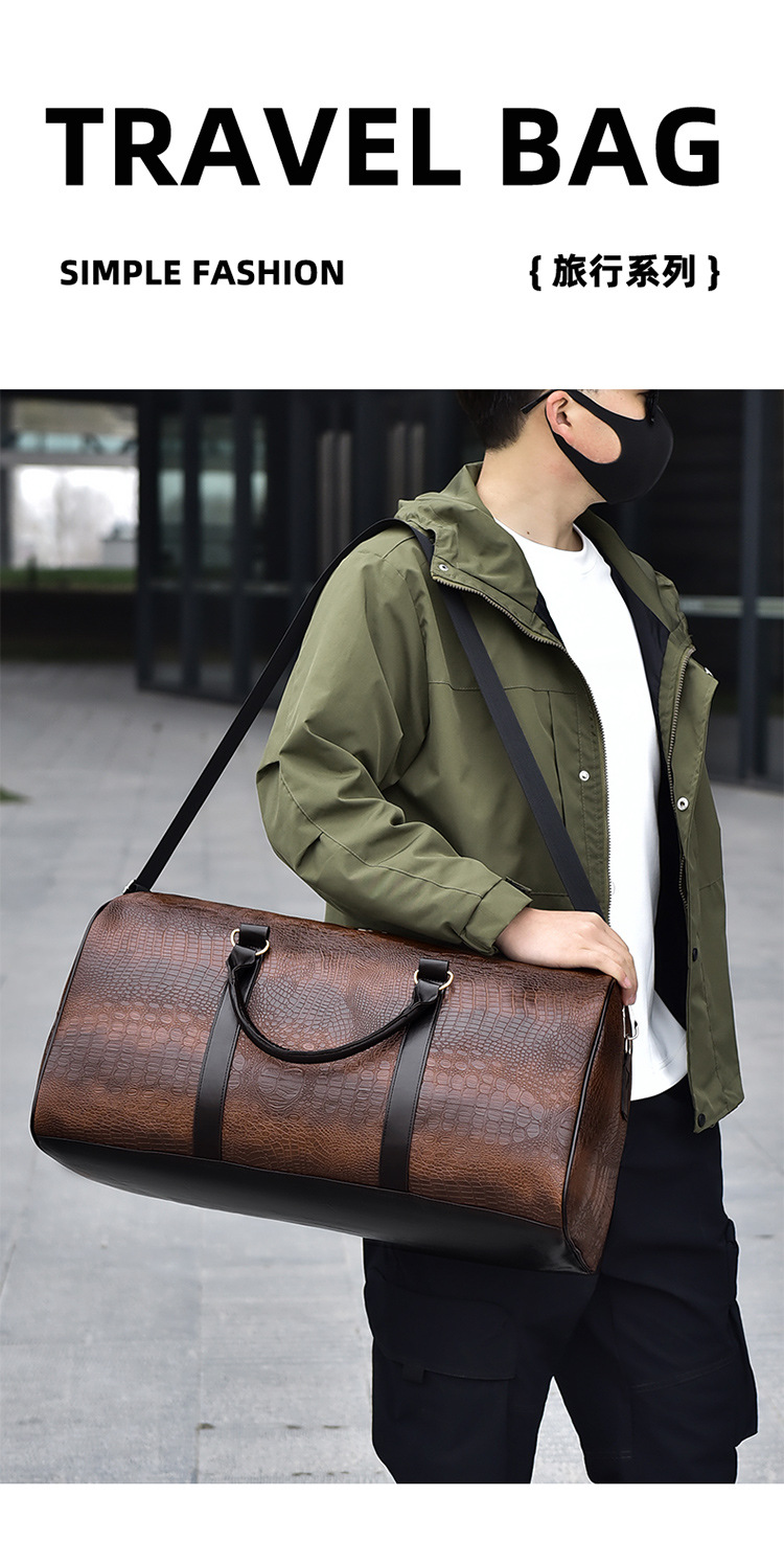 Men's travel bag, crocodile pattern, outdoor sports