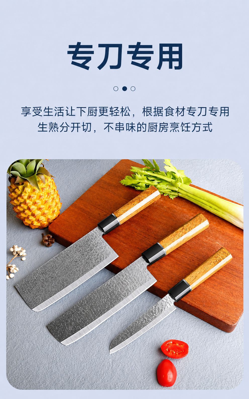 Forged kitchen knife set with fruit and vegetable knives, stainless steel