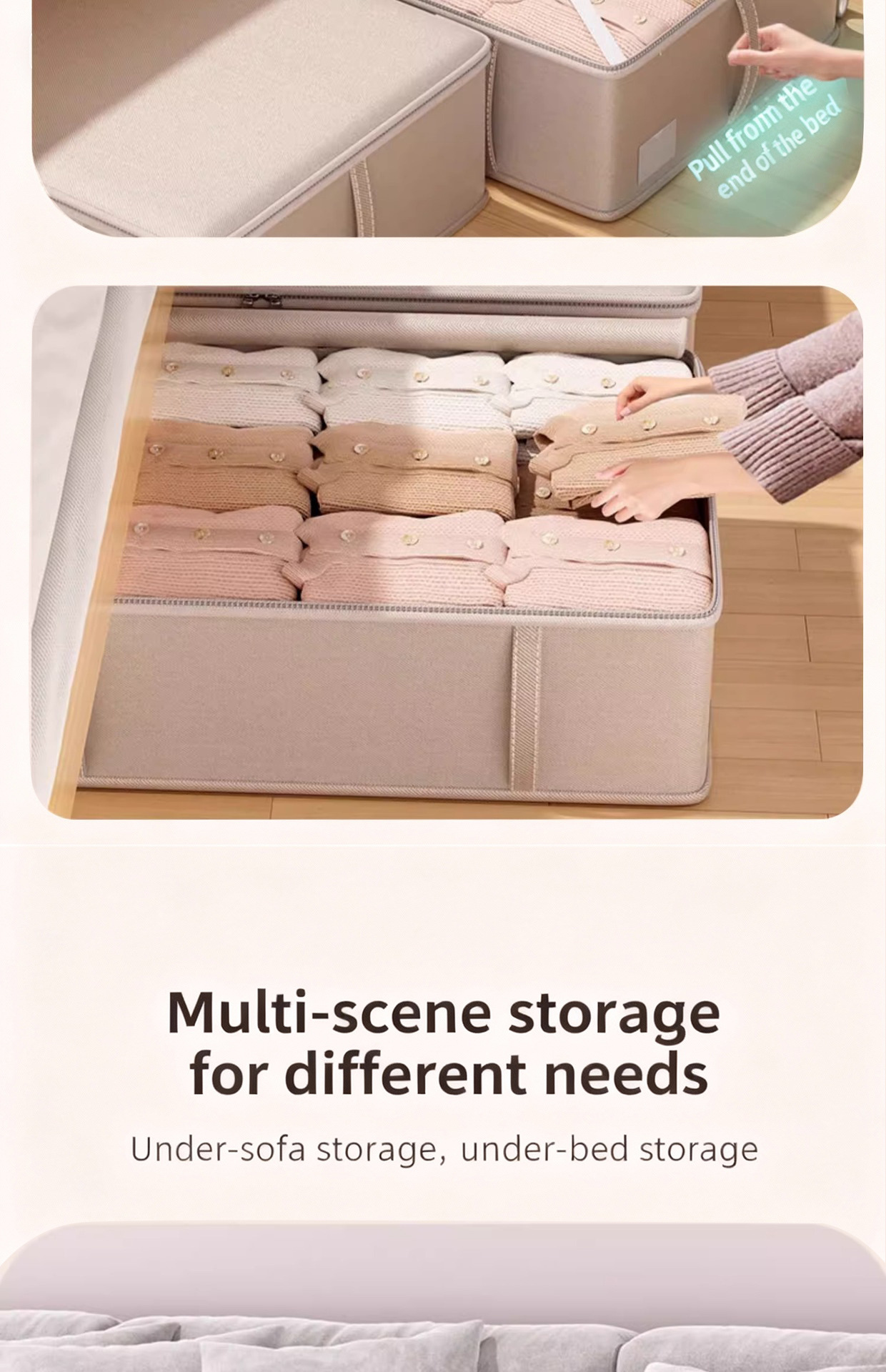 Bed storage box, large capacity, for quilts and down jackets