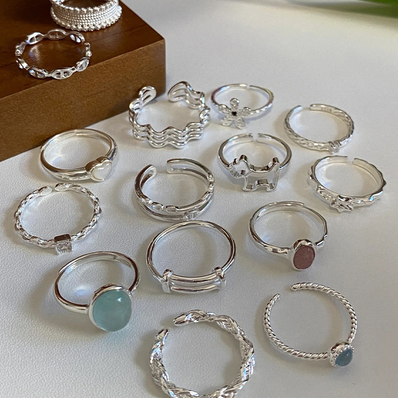 Moonstone silver ring, irregular design