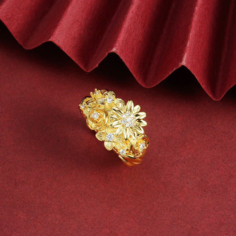 Chinesischer Stil Sand Gold Armband Diamant Blumenschloss