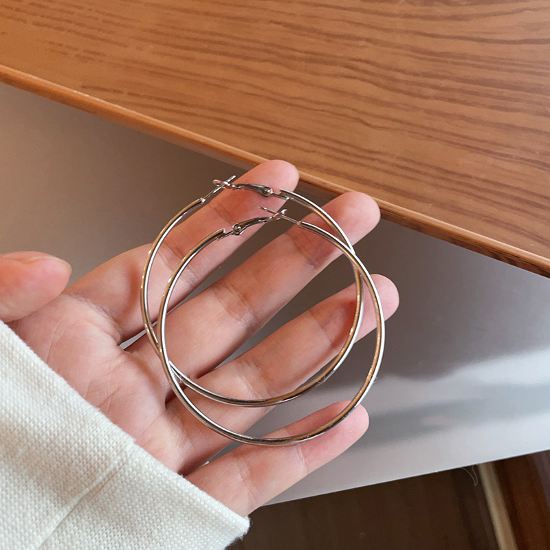 Silbernadel-Kreisohrring, minimalistisches Design