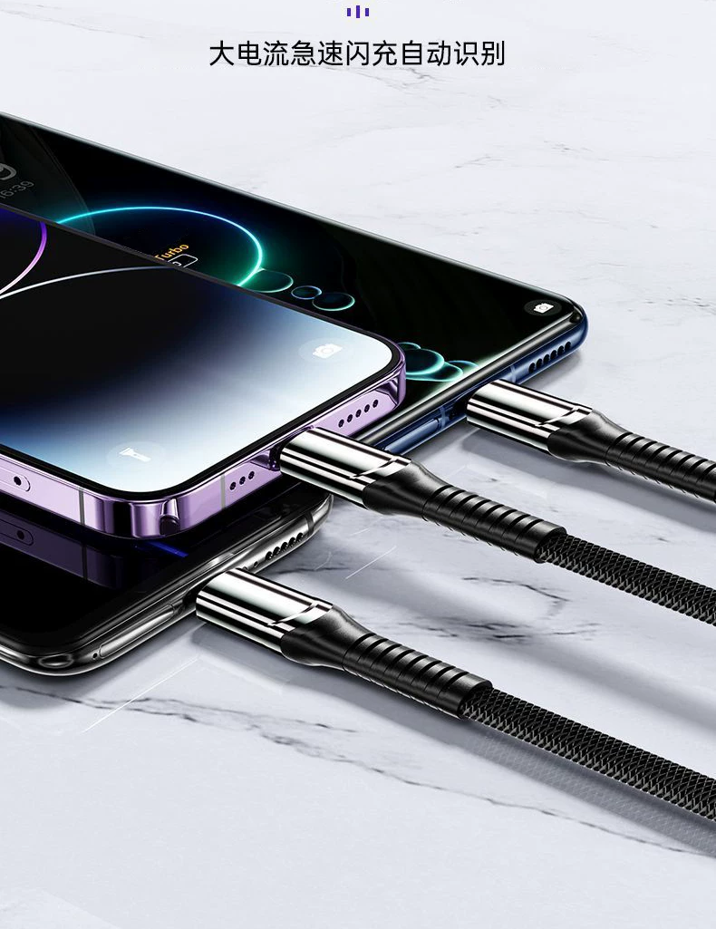 Shunwang 240W 1'den 3'e hızlı şarj seti 3'ü 1 arada, Apple/Huawei uyumlu