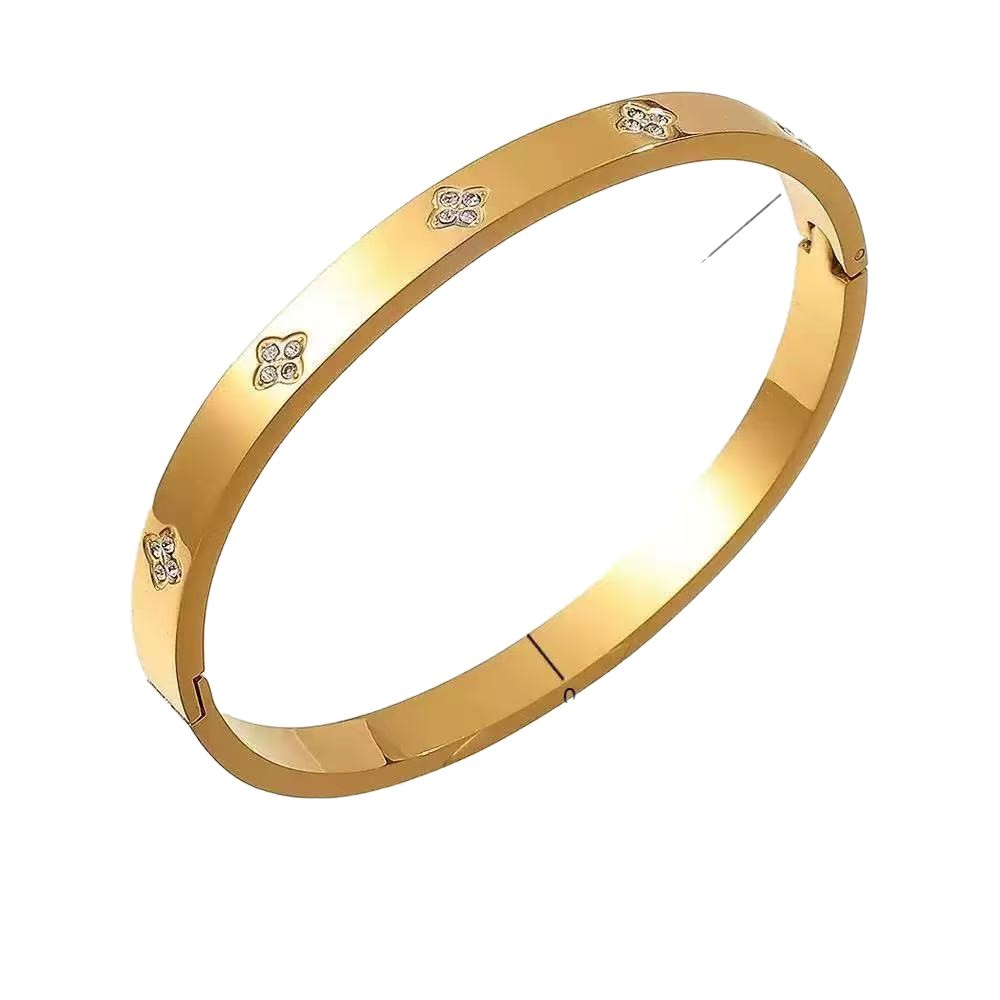 Sechsblatt-Blütenarmband aus Titanstahl