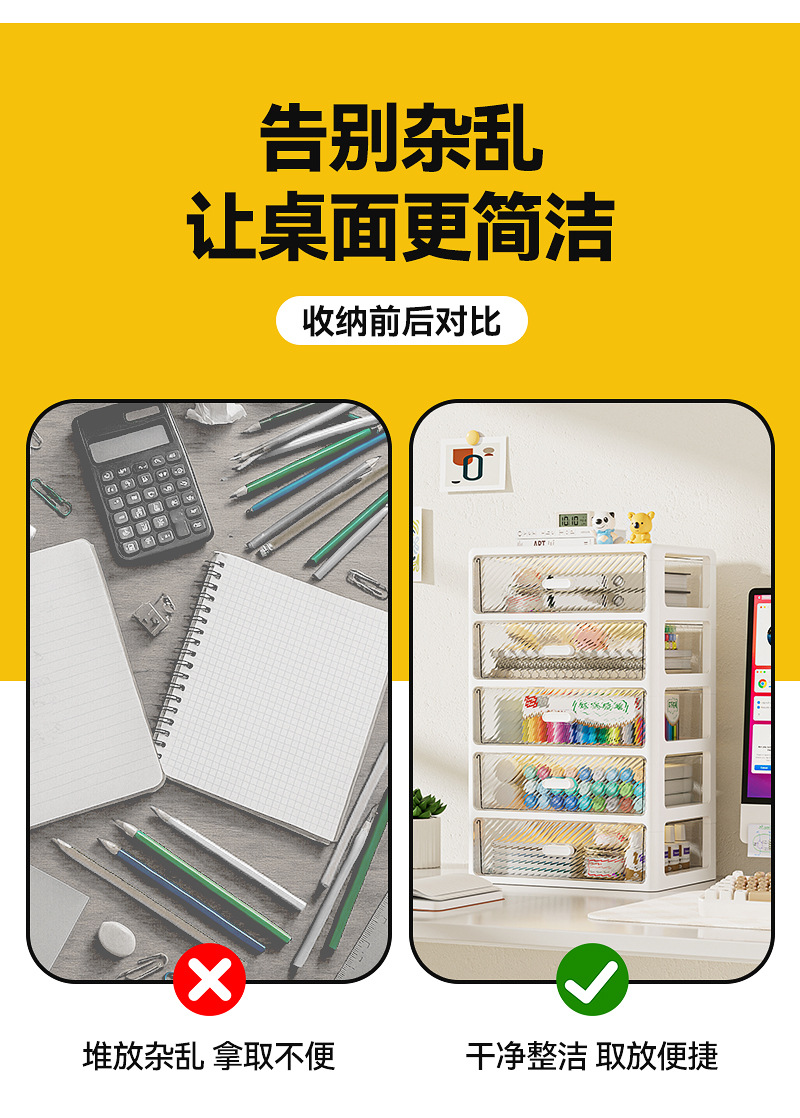 Desktop storage organizer, multi-layer, transparent