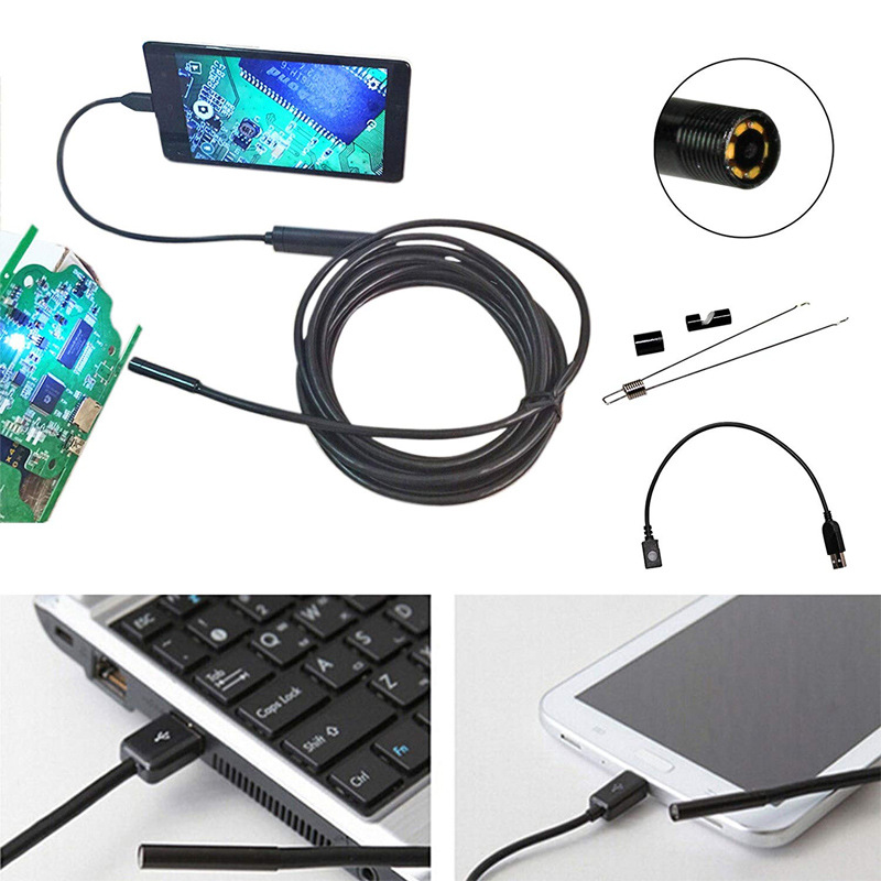 Endoscope, USB, 1 meter rigid cable, 5.5mm probe