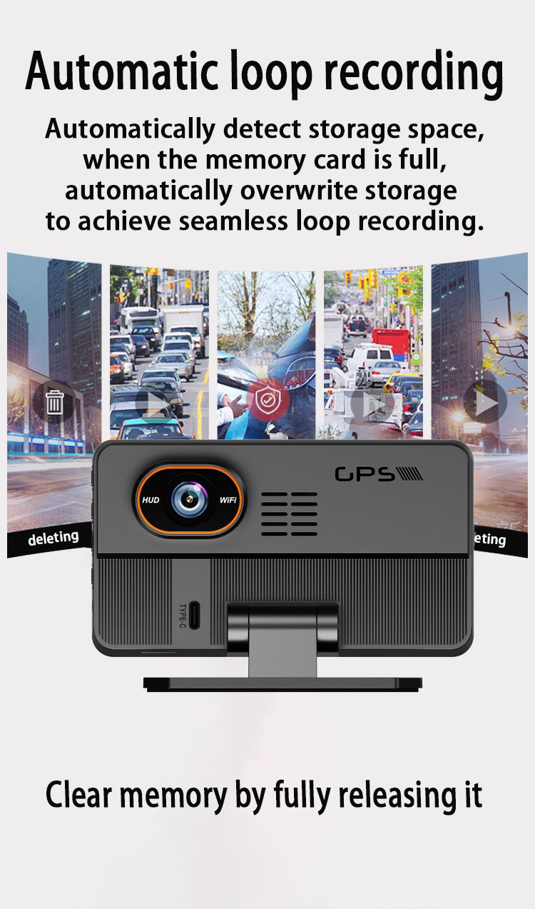 5-Zoll-HD-Dashcam, HUD-Head-up-Display 2-in-1