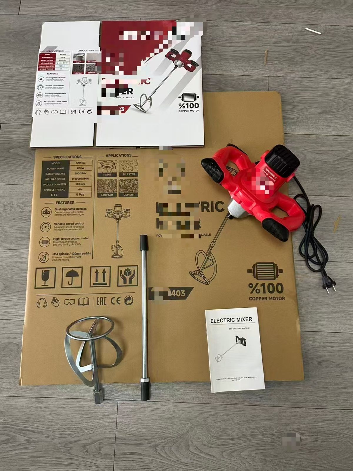 Elektrikli el karıştırıcı, yüksek güçlü, çimento ve boya