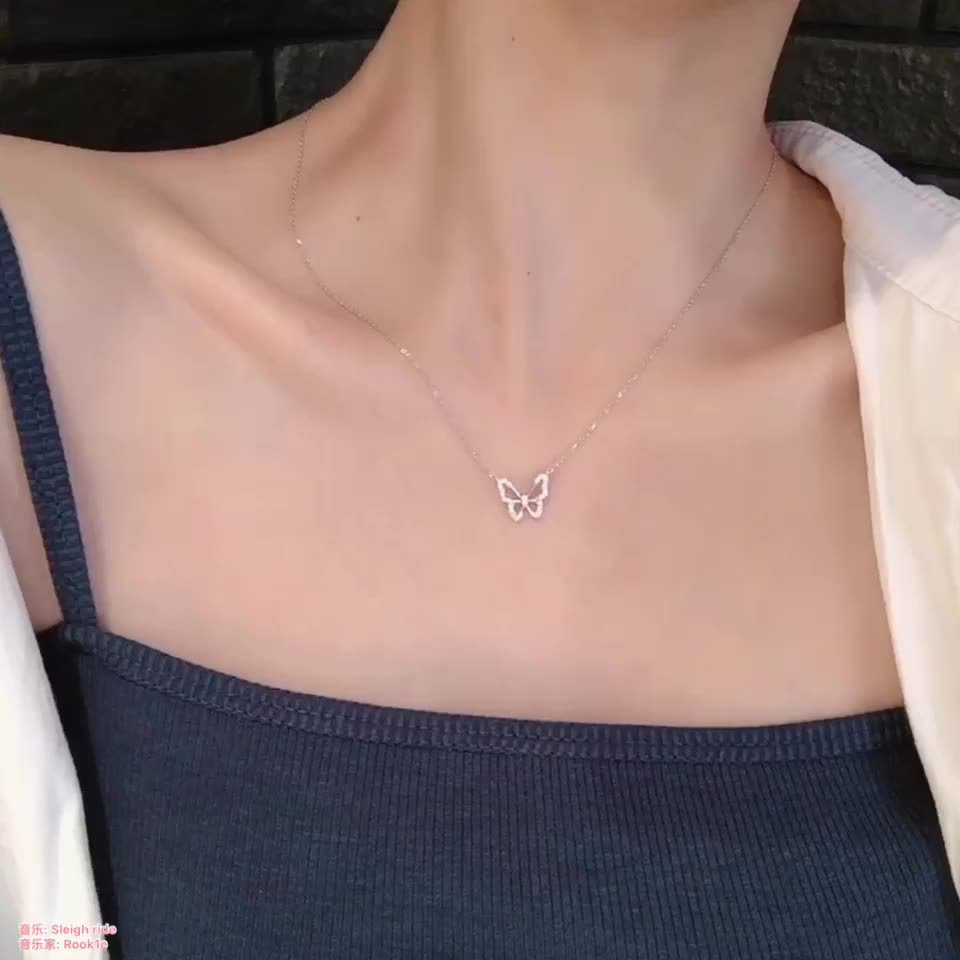 S925 Silver Butterfly Pendant Necklace, Premium Design