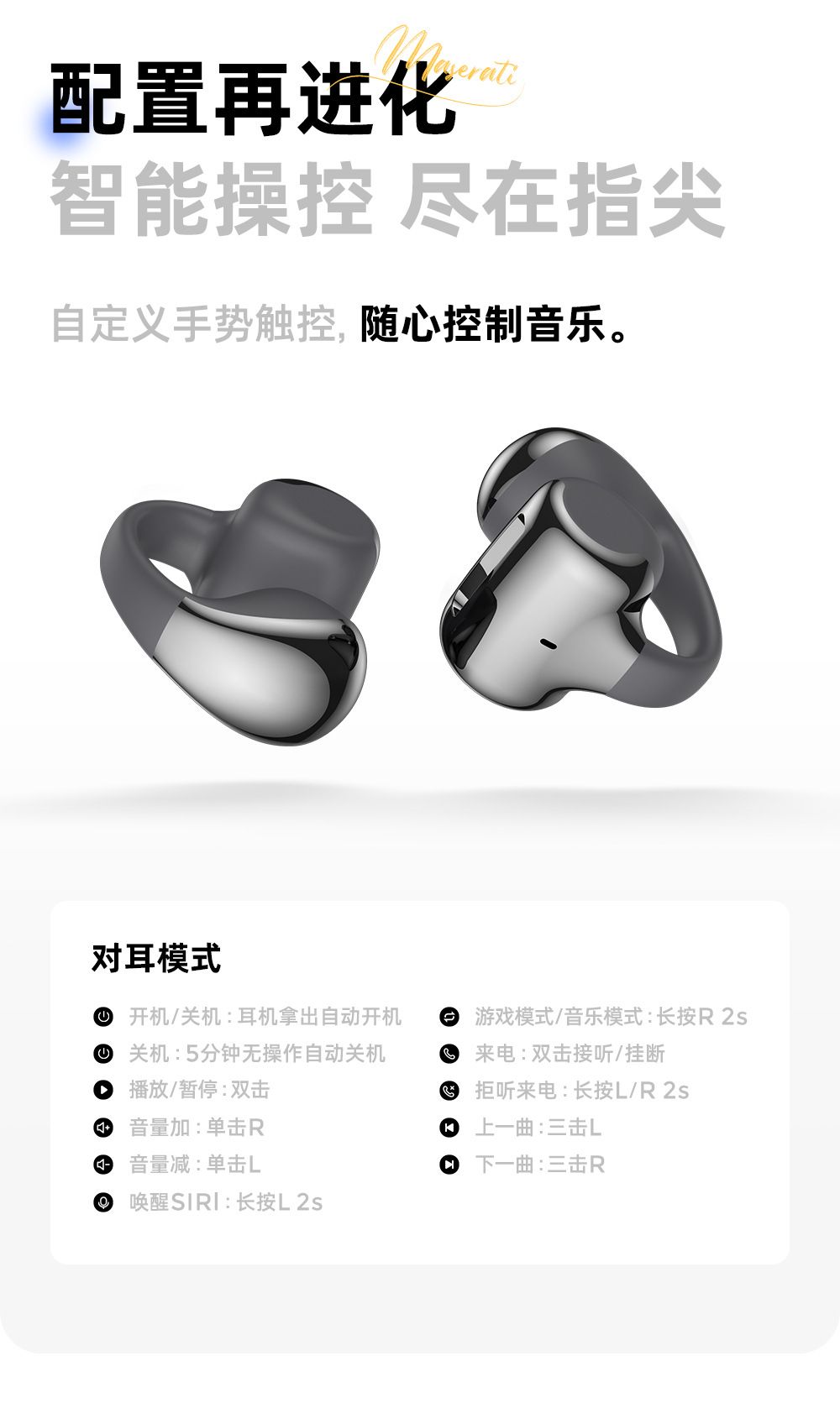 AI smart translation Bluetooth earbuds with ear clip design