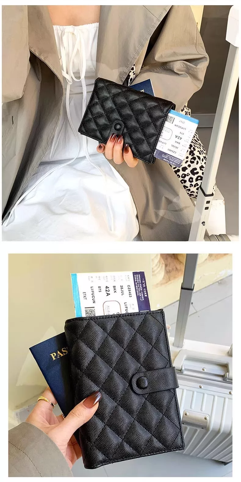 Seyahat pasaport çantası, çok fonksiyonlu, belge ve cüzdan