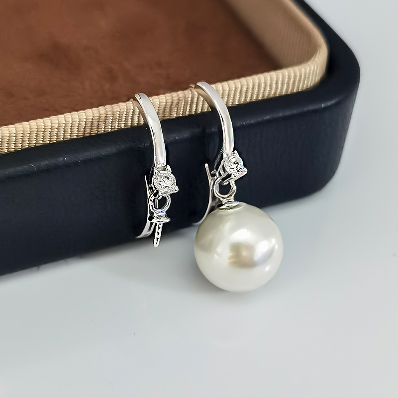 S925 silver DIY pearl earrings for girls