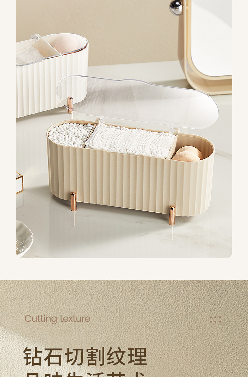 Cotton storage box for cosmetic pads, transparent lid