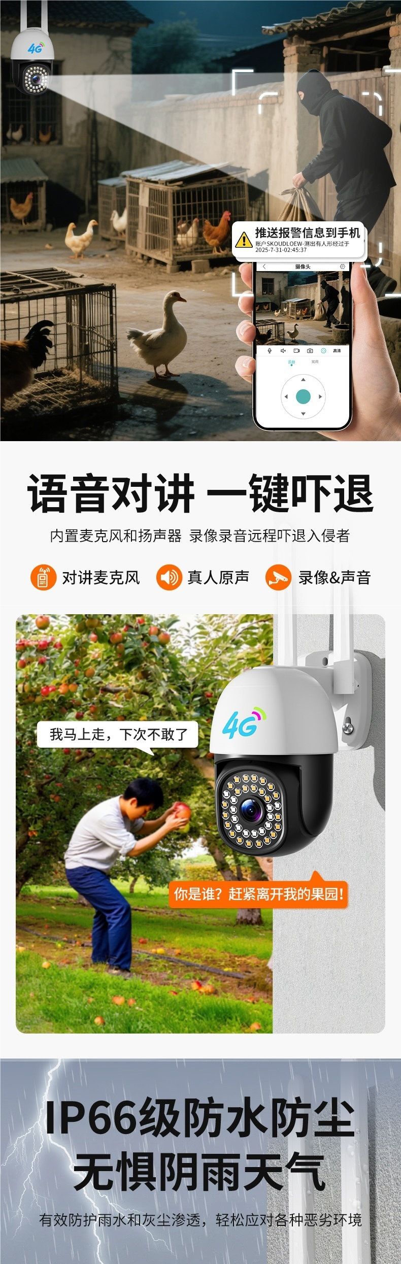 Home security camera 360 degree, internet free, night vision