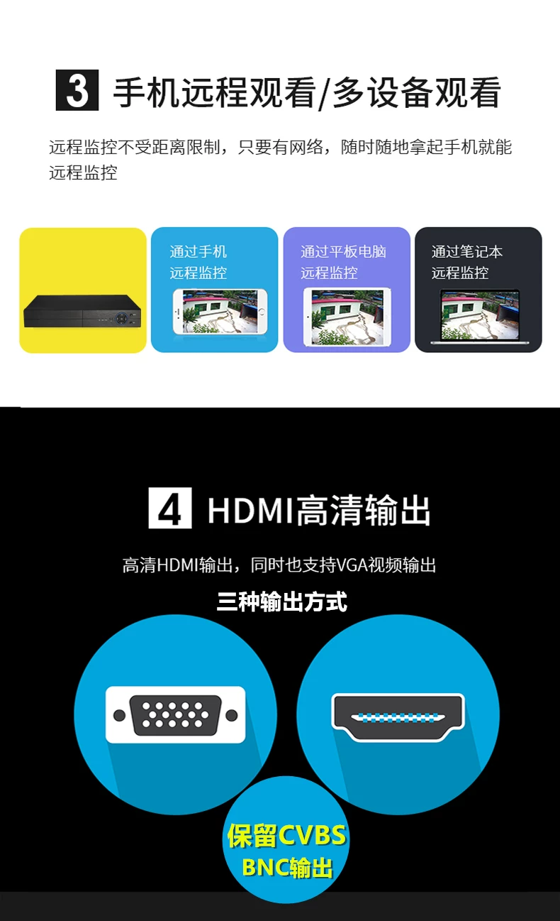 Xiongmai TVI DVR recorder, 4/8/16 channel, analog, HD network monitoring