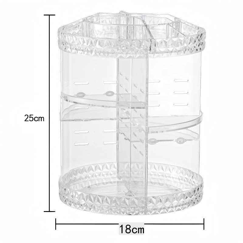 Drehbare Kosmetik-Aufbewahrungsbox, Diamantmuster, transparent