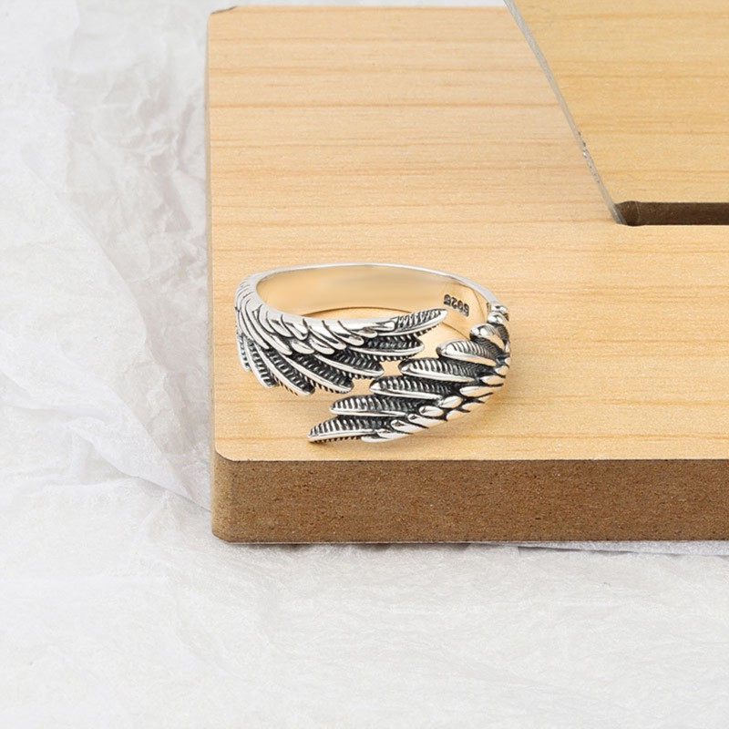 925er Silber Engelflügel Ring, verstellbar