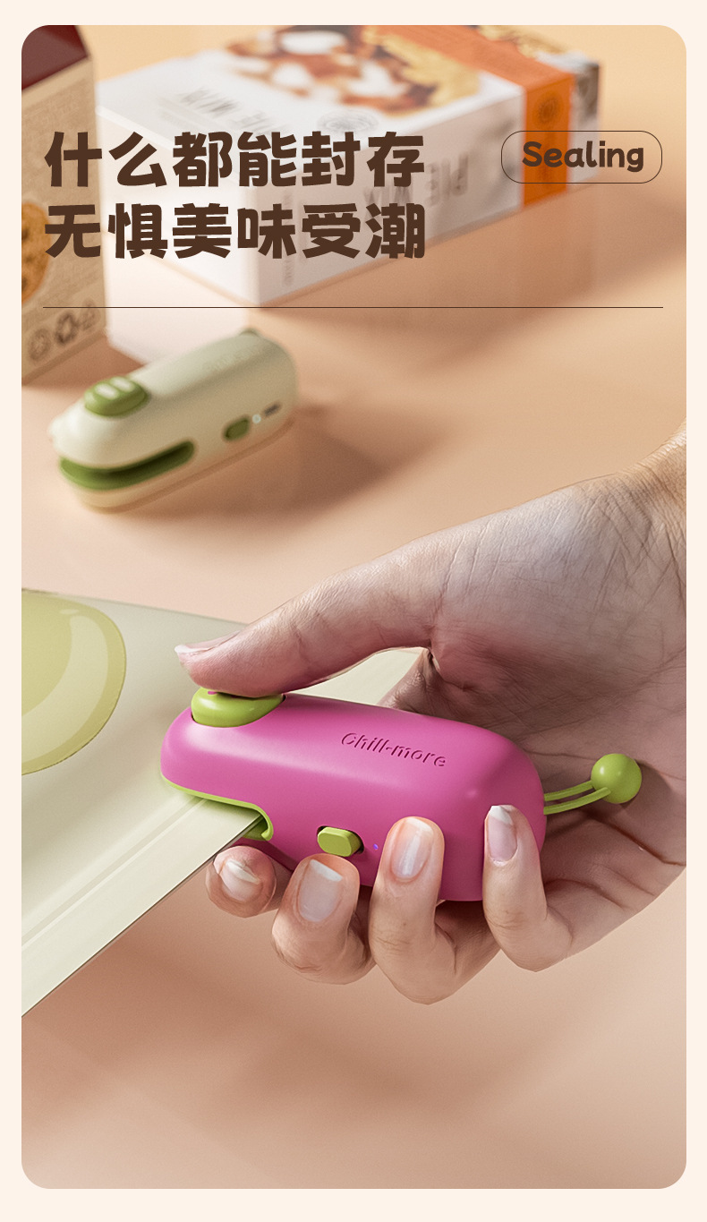 Mini heat sealer machine, portable, food sealing