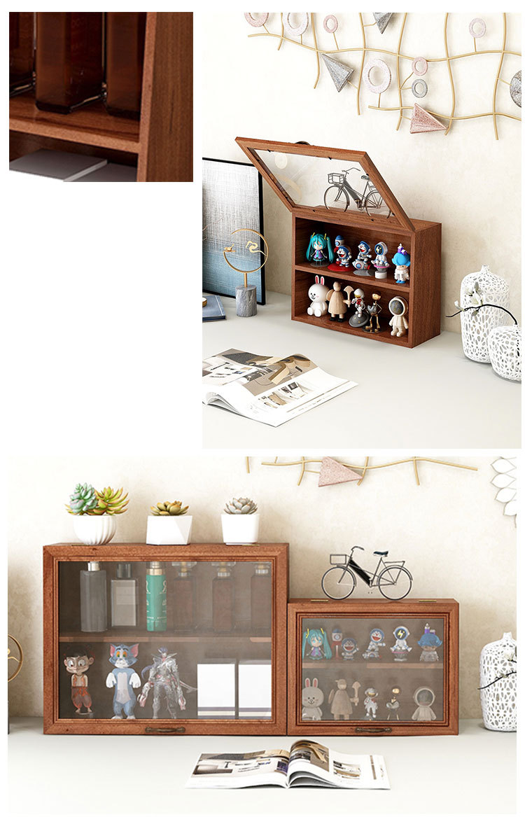 Solid Wood Vintage Storage Box with Drawers Desktop Display
