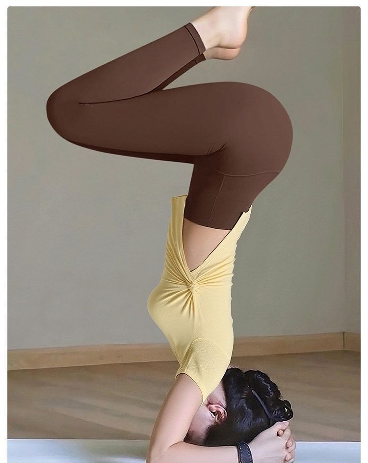 Women's yoga set, slim waist, side slit, pilates sports top