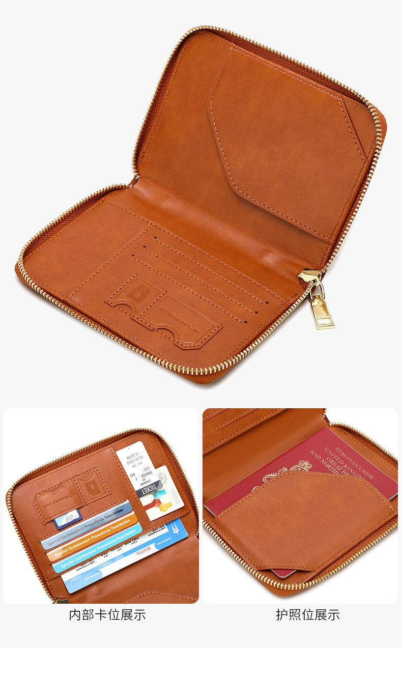 Passport Wallet Zipper Travel Document Pouch