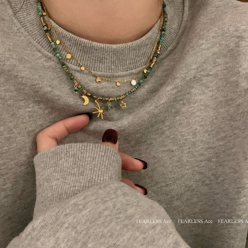 Bohemian Beaded Necklace, Layered, Sunflower Design