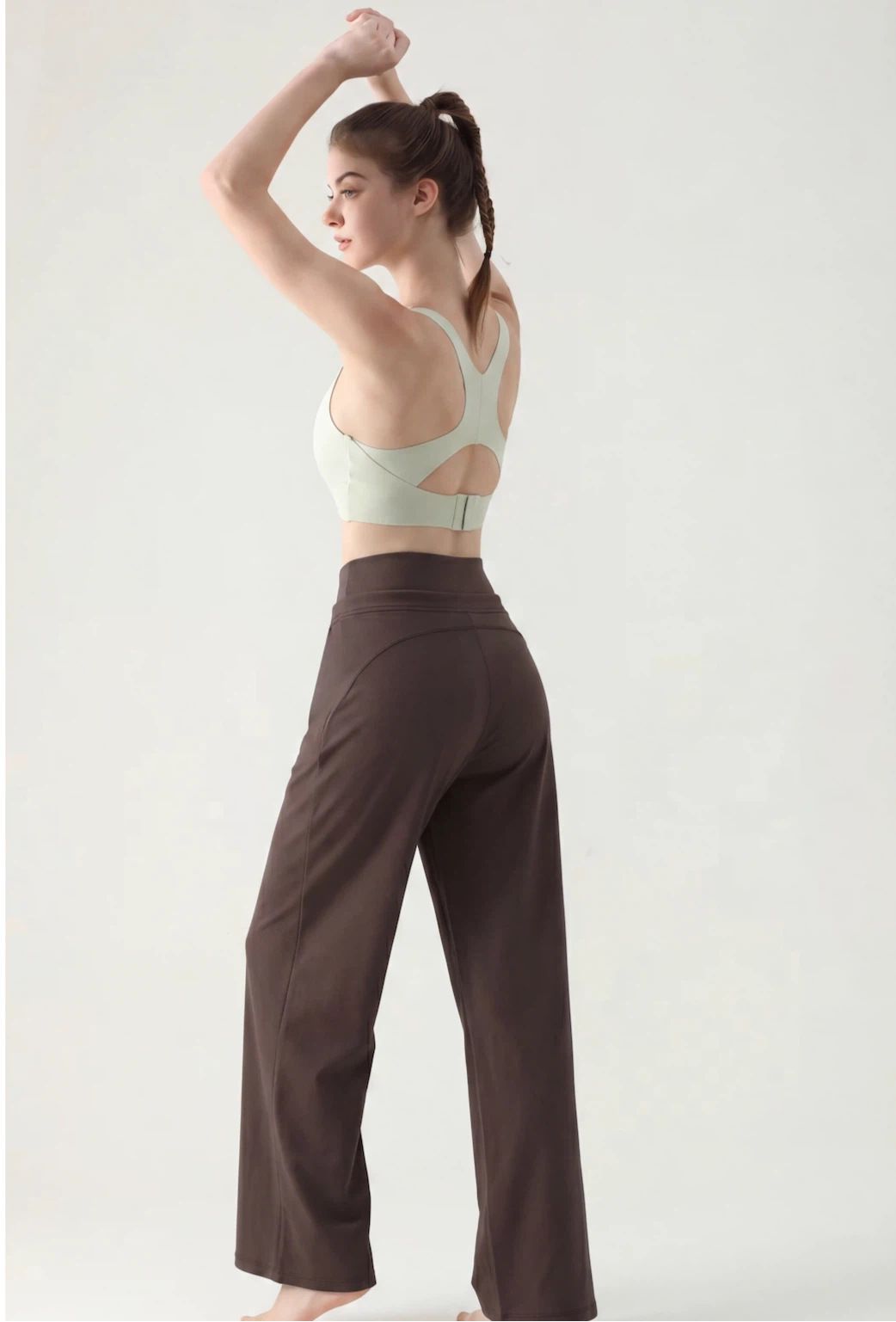 Kadın bol spor pantolon yoga geniş bacak yüksek bel bağcıklı