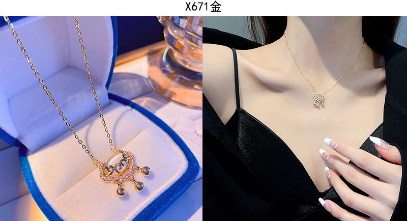 Titangold Damenkette mit Perlenkette