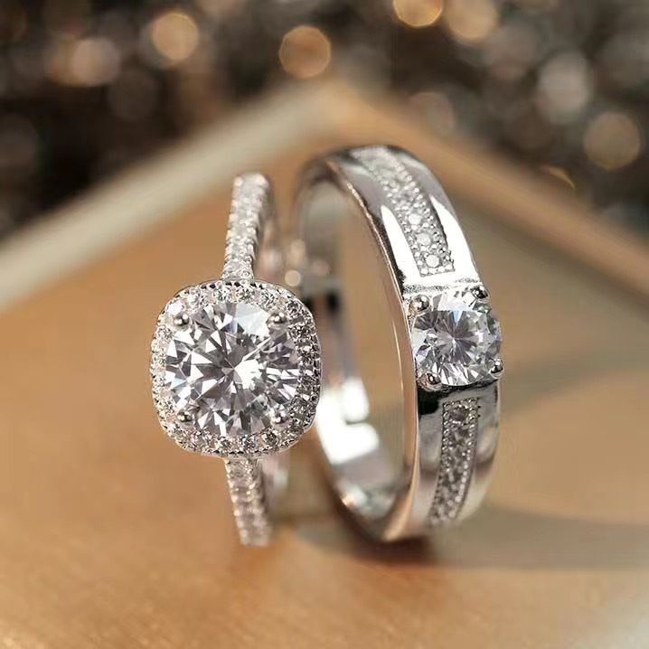 Simulated diamond bridal ring, double stone